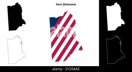 Kent County (Delaware) outline map set Stock Vector