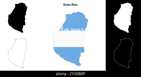 Entre Rios province outline map set Stock Vector