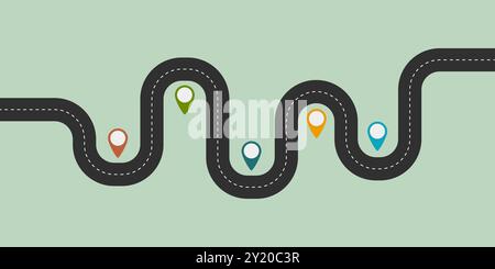 Winding road timeline concept. Vector illustration graphic design Stock Vector