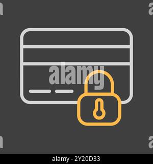 Credit card with lock vector on dark background icon. Locked bank card symbol. Security sign. Graph symbol for your web site design, logo, app, UI Stock Vector
