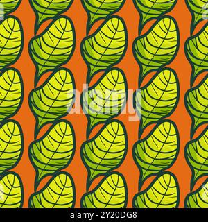 Seamless botanical pattern with rainforest leaves vector illustration Stock Vector