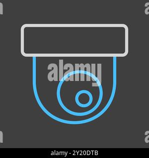 Dome camera vector on dark background icon. CCTV, security ceiling video round camera, surveillance sign. Security sign. Graph symbol for your web sit Stock Vector