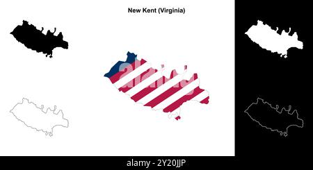 New Kent County (Virginia) outline map set Stock Vector