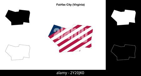 Fairfax City County (Virginia) outline map set Stock Vector