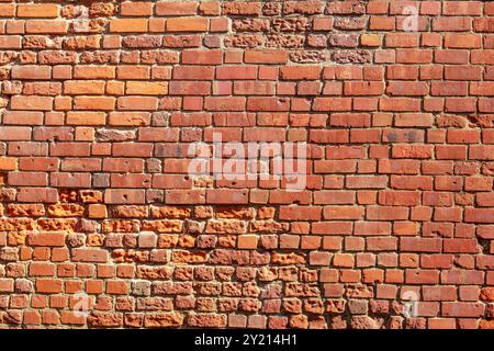 Distressed Weathered Red Brick Wall Background Texture With Copy Space Stock Photo
