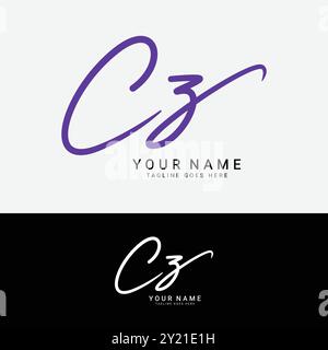 C, Z, CZ Initial letter logo. Alphabet CZ Handwritten Signature logo Stock Vector