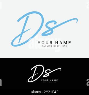 D, S, DS Initial letter logo. Alphabet DS Handwritten Signature logo Stock Vector