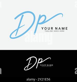 D, P, DP Initial letter logo. Alphabet DP Handwritten Signature logo Stock Vector