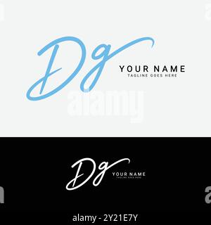 D, G, DG Initial letter logo. Alphabet DG Handwritten Signature logo Stock Vector