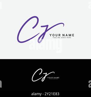 C, J, CJ Initial letter logo. Alphabet CJ Handwritten Signature logo Stock Vector