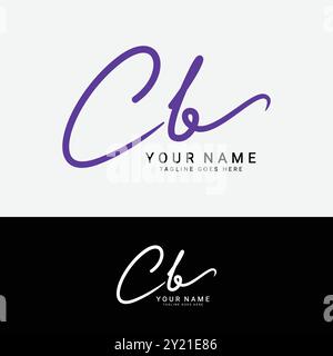 CB Simple Signature Logo - Handwritten Vector Template for C and B Logo ...