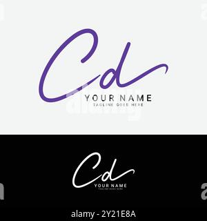 C, D, CD Initial letter logo. Alphabet CD Handwritten Signature logo Stock Vector