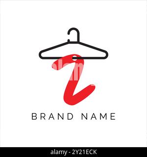 Letter Z fashion logo, Hanging letter Z vector Icon, boutique logo design. Initial capital Z letter hanger icon Stock Vector