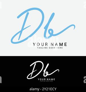 D, B, DB Initial letter logo. Alphabet DB Handwritten Signature logo Stock Vector