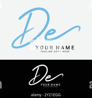 D, E, DE Initial letter logo. Alphabet DE Handwritten Signature logo Stock Vector