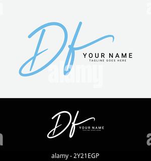 D, F, DF Initial letter logo. Alphabet DF Handwritten Signature logo Stock Vector