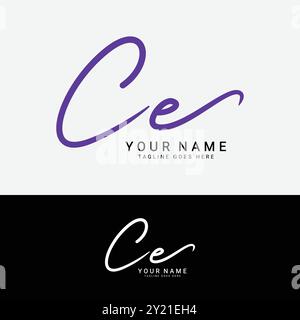 C, E, CE Initial letter logo. Alphabet CE Handwritten Signature logo Stock Vector