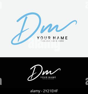 D, M, DM Initial letter logo. Alphabet DM Handwritten Signature logo Stock Vector