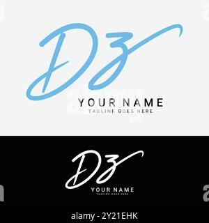 D, Z, DZ Initial letter logo. Alphabet DZ Handwritten Signature logo Stock Vector