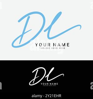 D, L, DL Initial letter logo. Alphabet DL Handwritten Signature logo Stock Vector