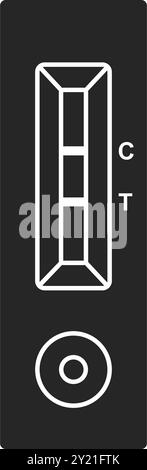 A rapid antigen test or RAT returns a positive result for COVID or other disease in black fill silhouette vector Stock Vector