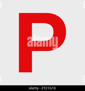 Red and white P plate provisional two driver sign used in Australia and the USA for new drivers to display on their car vector Stock Vector