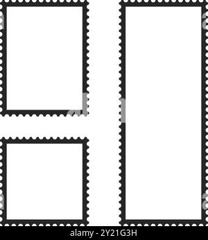 Postage stamp frames set. Blank vintage postage stamps with perforated ...