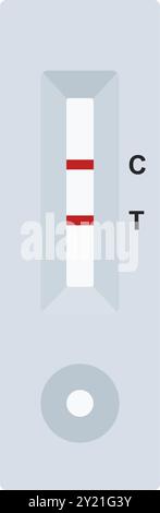 A rapid antigen test or RAT returns a positive result for COVID or other disease in vector Stock Vector