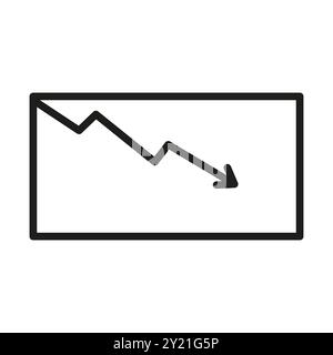 Declining chart icon. Downward trend symbol. Falling graph illustration. Simple vector design. Stock Vector
