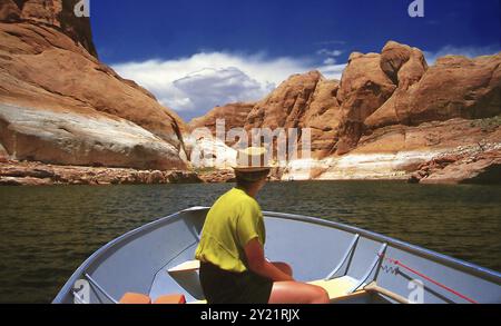 Boat trip on Lake Powell, Arizona, USA, North America Stock Photo