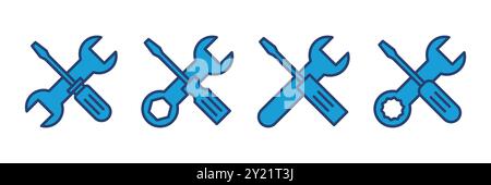 Repair tools icon vector. tool icon vector. setting icon vector. Wrench and screwdriver. support, Service Stock Vector
