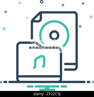 Icon for music file, music Stock Vector
