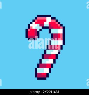 Vector Illustration of candy cane with Pixel Art Design, perfect for game assets themed designs Stock Vector