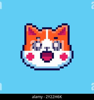 Vector Illustration of cute cat with Pixel Art Design, perfect for game assets themed designs Stock Vector