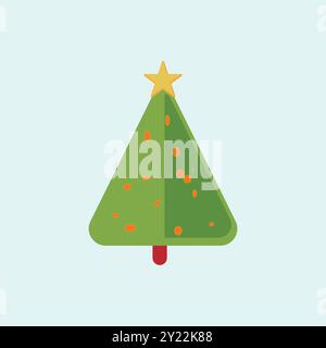 Christmas Tree. Isolated on light blue background. Vector illustration icon. Stock Vector