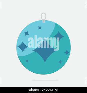 Christmas Light Blue Glass Ornament Icon Stock Vector