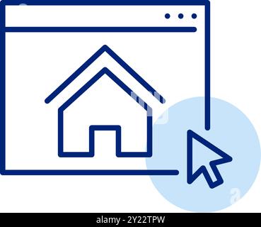 Home page. Web browser and mouse click. Pixel perfect, editable stroke vector icon Stock Vector
