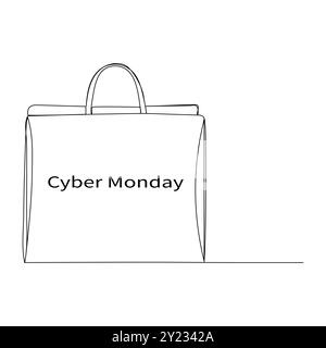 cyber Monday line art Stock Vector