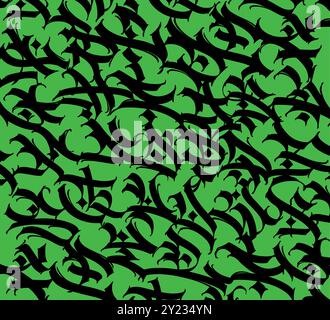 Graffiti pattern, background. Vector. Graffiti, tags in Gothic medieval style. Signs and symbols in the pattern. Calligraphy, lettering and tags. Mode Stock Vector