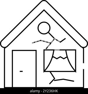 broken damaged house line icon vector illustration Stock Vector