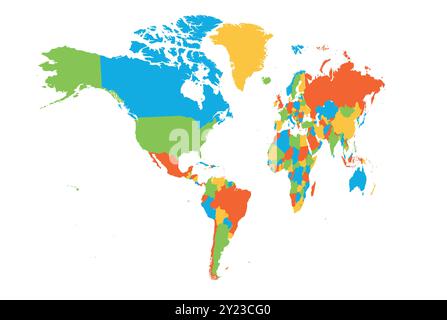 A vector representation of a political world map showcasing various countries in distinct colors. This visual emphasizes geographic boundaries without labels or additional details. Stock Vector