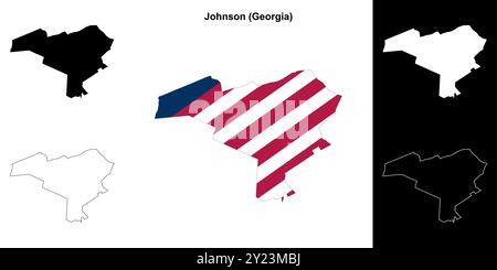 Johnson County (Georgia) outline map set Stock Vector