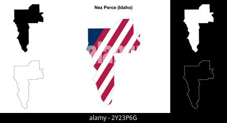 Nez Perce County (Idaho) outline map set Stock Vector