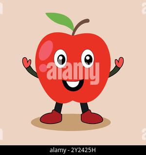 apple cartoon character moscot design Stock Vector