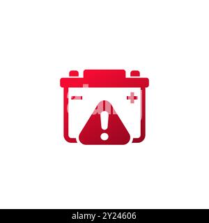 car battery warning, accumulator alert icon Stock Vector