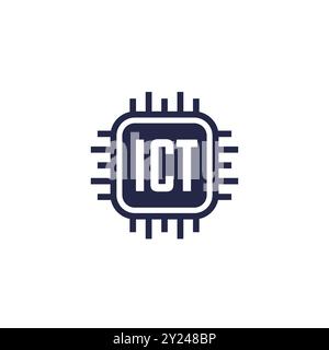 ICT icon Information and communications technology Stock Vector