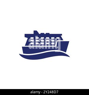 cruise ship icon on white Stock Vector