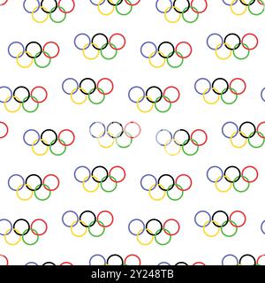 Seamless pattern of the Olympic rings illustration cartoon colorful. Stock Vector