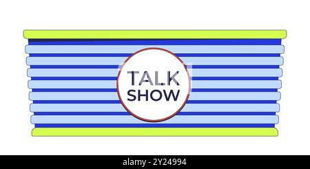 Talk show panel table 2D cartoon object Stock Vector
