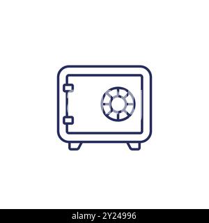 Safe box line icon on white Stock Vector